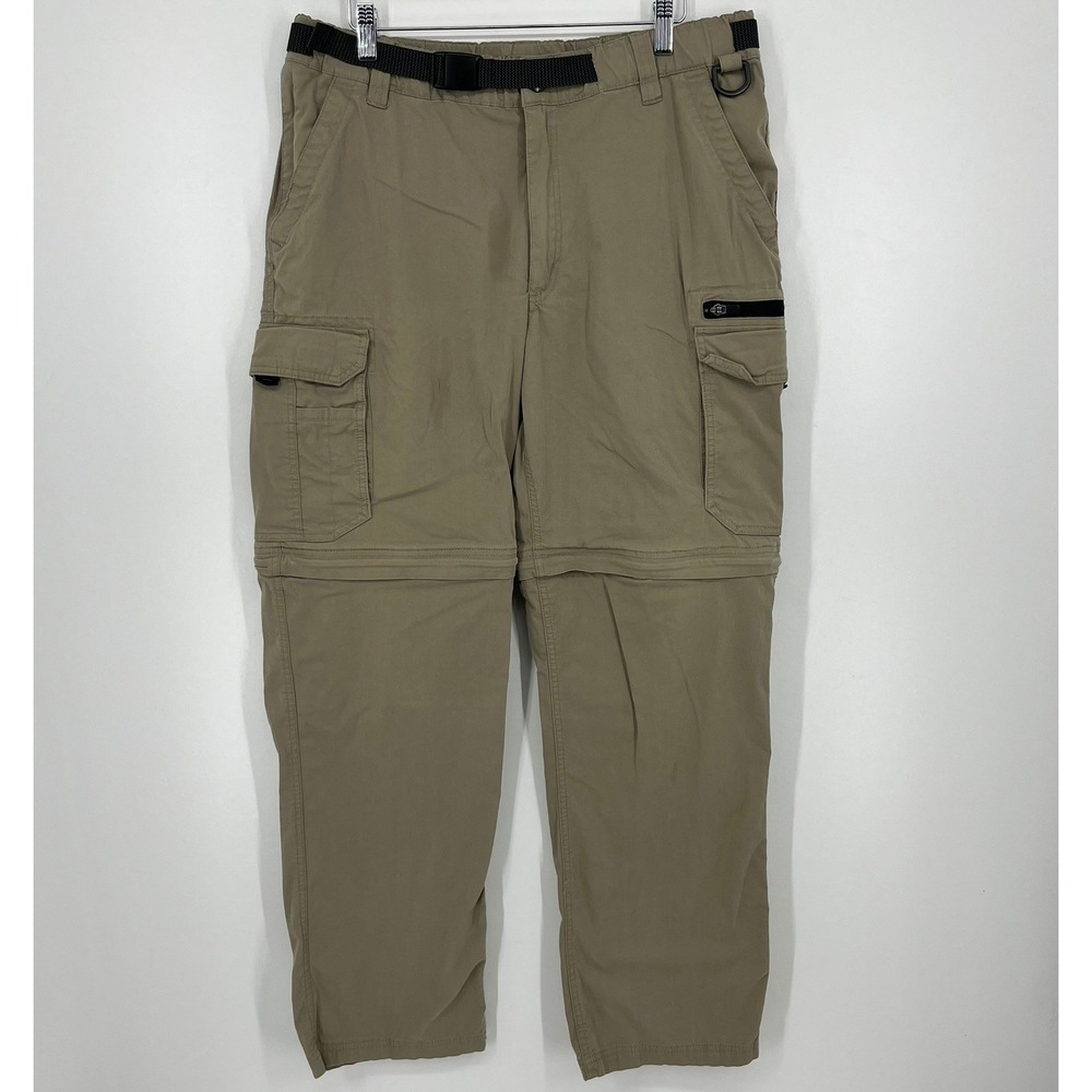 BC Clothing Mens Tan Khaki Convertible Zip Off Cargo Hiking Pants Size L x 34